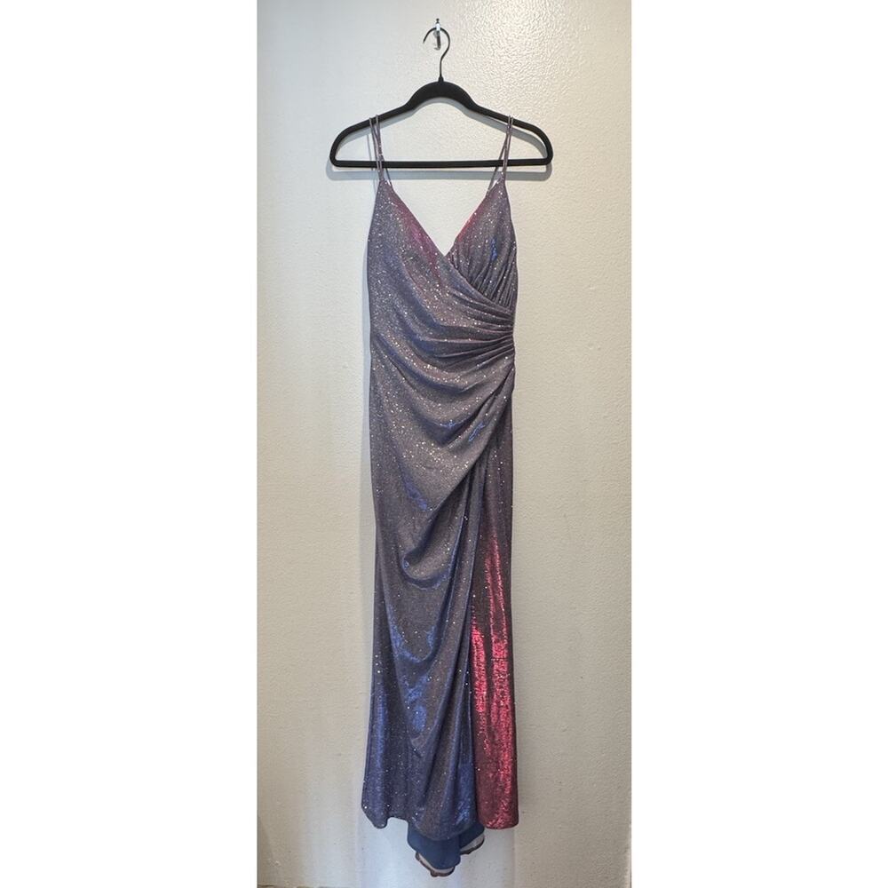 Ienna For Mac Duggal Size 2 Iridescent Long Slit Gown Dress Shimmer Mermaid PROM